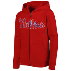 Red Philadelphia Phillies Youth Wordmark Full-Zip Fleece Hoodie
