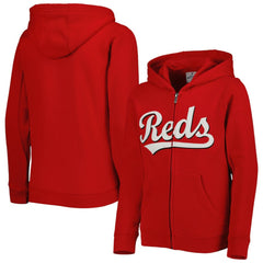 Red Cincinnati Reds Youth Wordmark Full-Zip Fleece Hoodie
