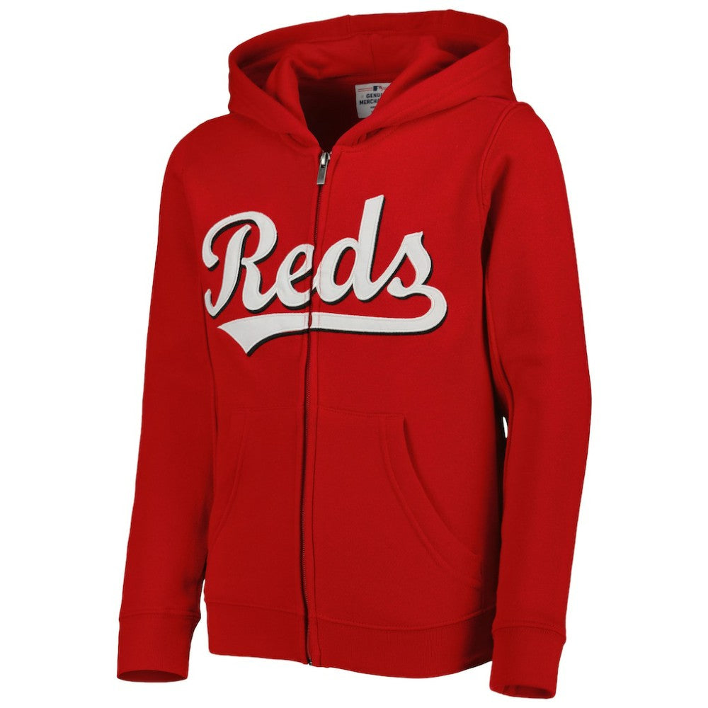 Red Cincinnati Reds Youth Wordmark Full-Zip Fleece Hoodie