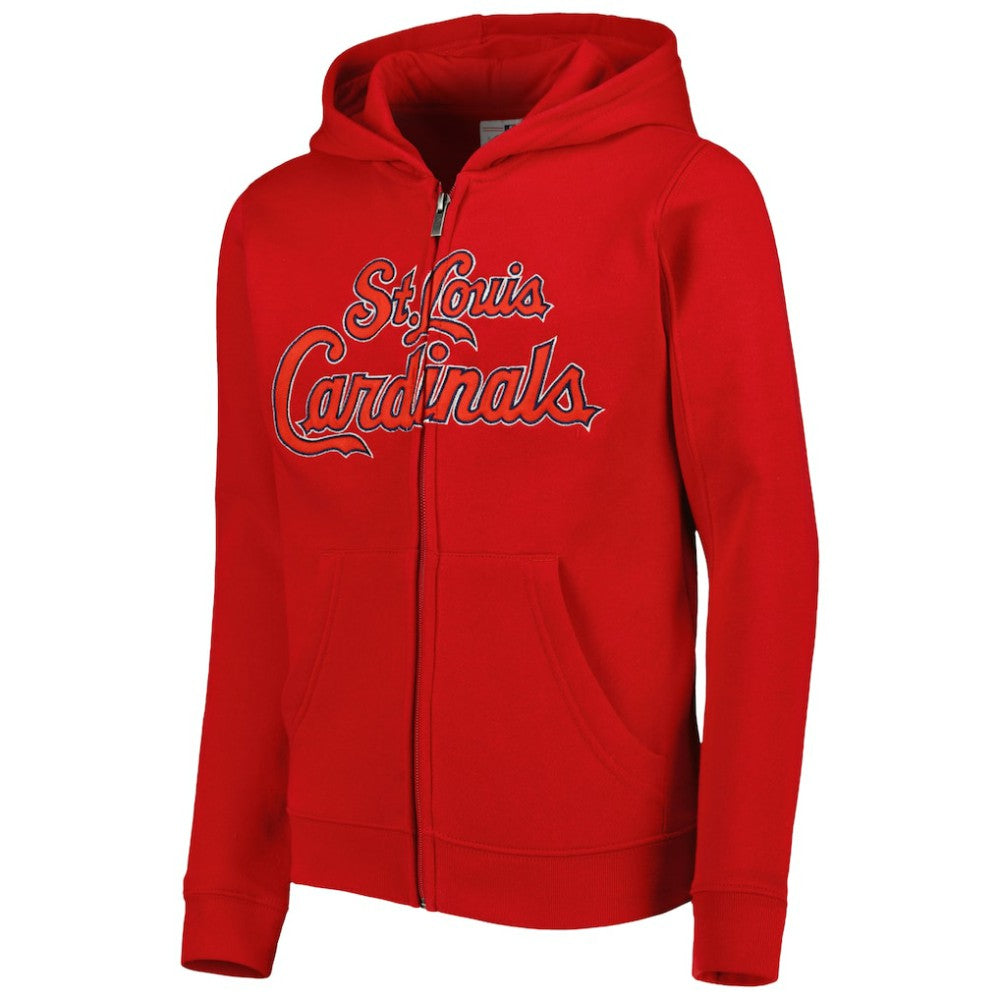 Red St. Louis Cardinals Youth Wordmark Full-Zip Fleece Hoodie