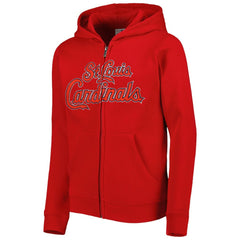 Red St. Louis Cardinals Youth Wordmark Full-Zip Fleece Hoodie