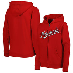 Red Washington Nationals Youth Wordmark Full-Zip Fleece Hoodie