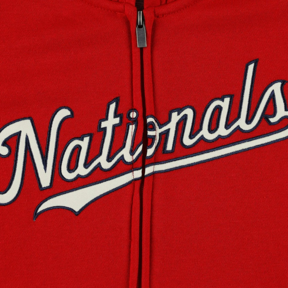 Red Washington Nationals Youth Wordmark Full-Zip Fleece Hoodie