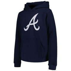 Navy Atlanta Braves Youth Team Primary Logo Pullover Hoodie