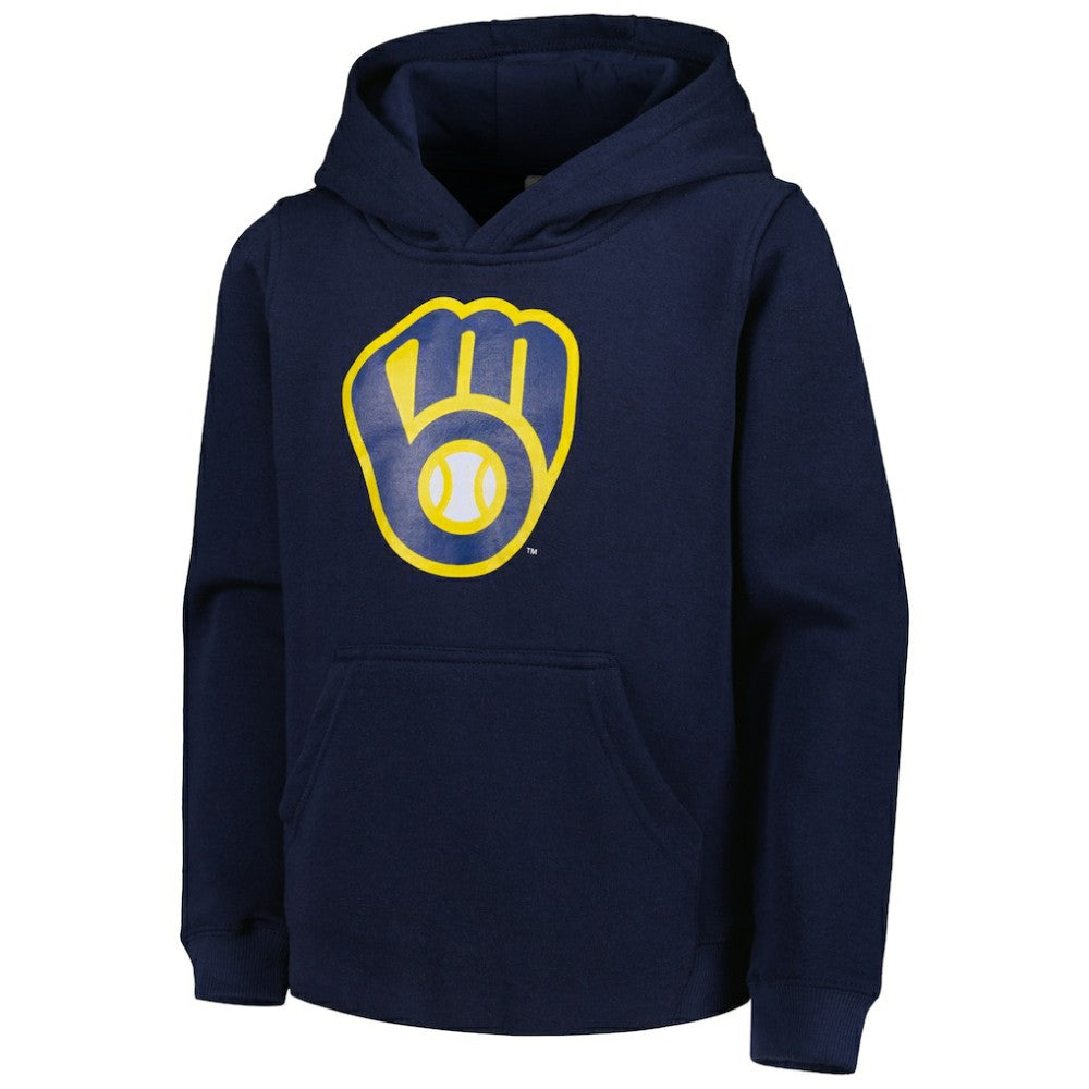 Navy Milwaukee Brewers Youth Team Primary Logo Pullover Hoodie