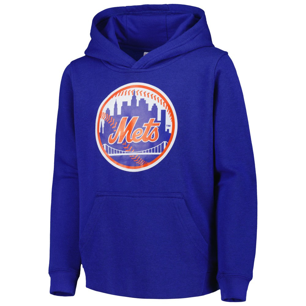 Royal New York Mets Youth Team Primary Logo Pullover Hoodie
