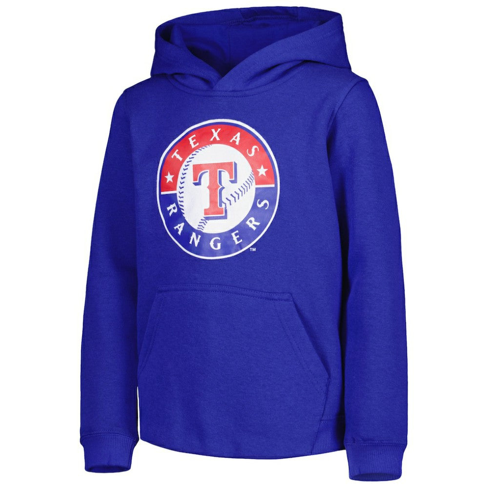 Royal Texas Rangers Youth Team Primary Logo Pullover Hoodie