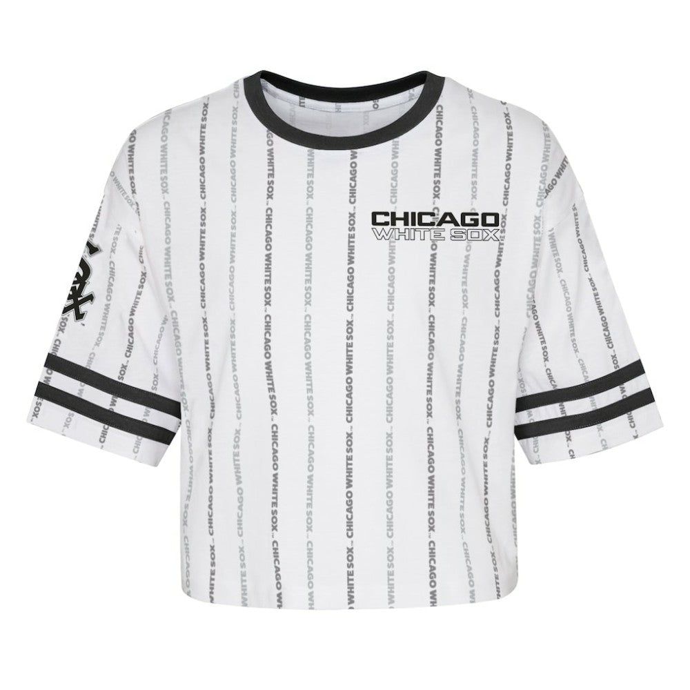 White Chicago White Sox Girls Youth Ball Striped T-Shirt
