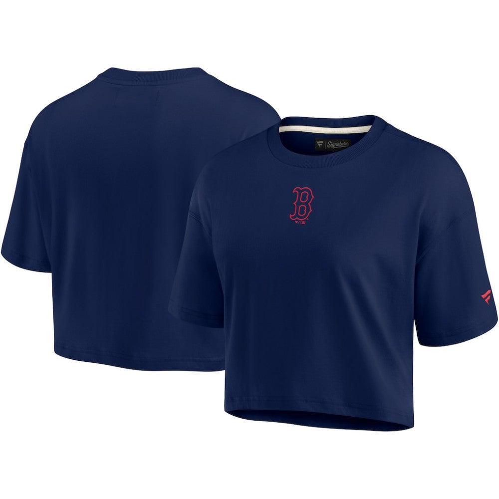 Navy Boston Red Sox Fanatics Women's Elements Super Soft Boxy Cropped T-Shirt