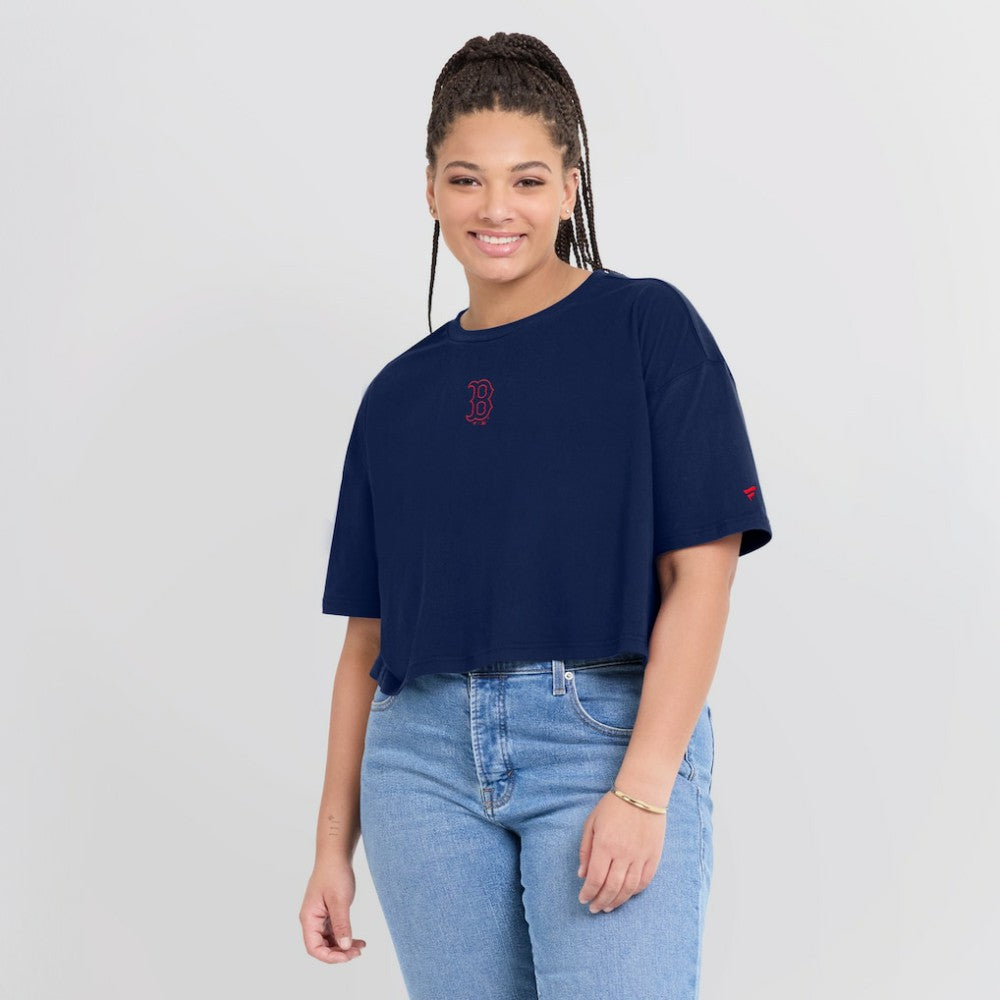 Navy Boston Red Sox Fanatics Women's Elements Super Soft Boxy Cropped T-Shirt