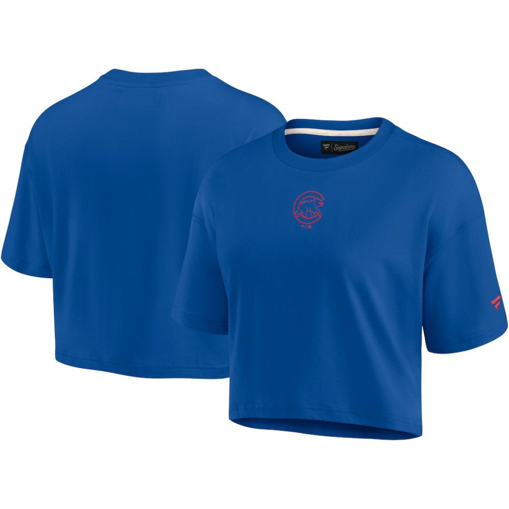 Royal Chicago Cubs Fanatics Women's Elements Super Soft Boxy Cropped T-Shirt