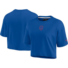Royal Chicago Cubs Fanatics Women's Elements Super Soft Boxy Cropped T-Shirt