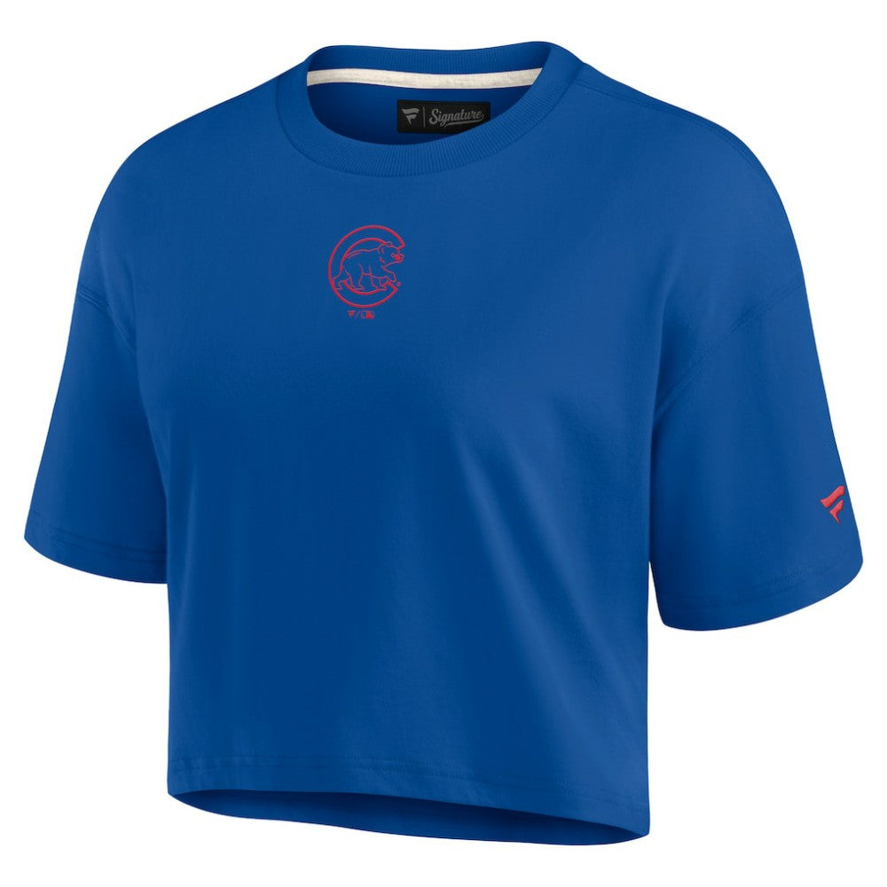 Royal Chicago Cubs Fanatics Women's Elements Super Soft Boxy Cropped T-Shirt