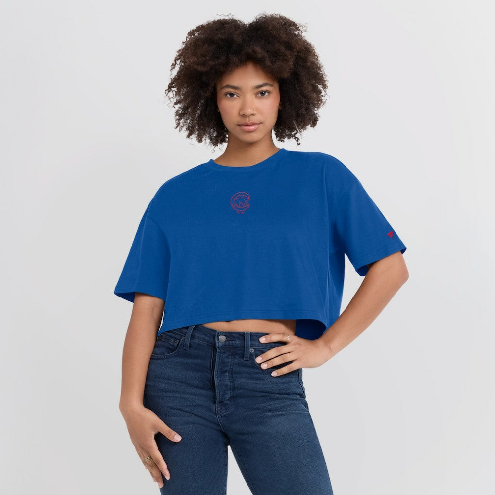Royal Chicago Cubs Fanatics Women's Elements Super Soft Boxy Cropped T-Shirt