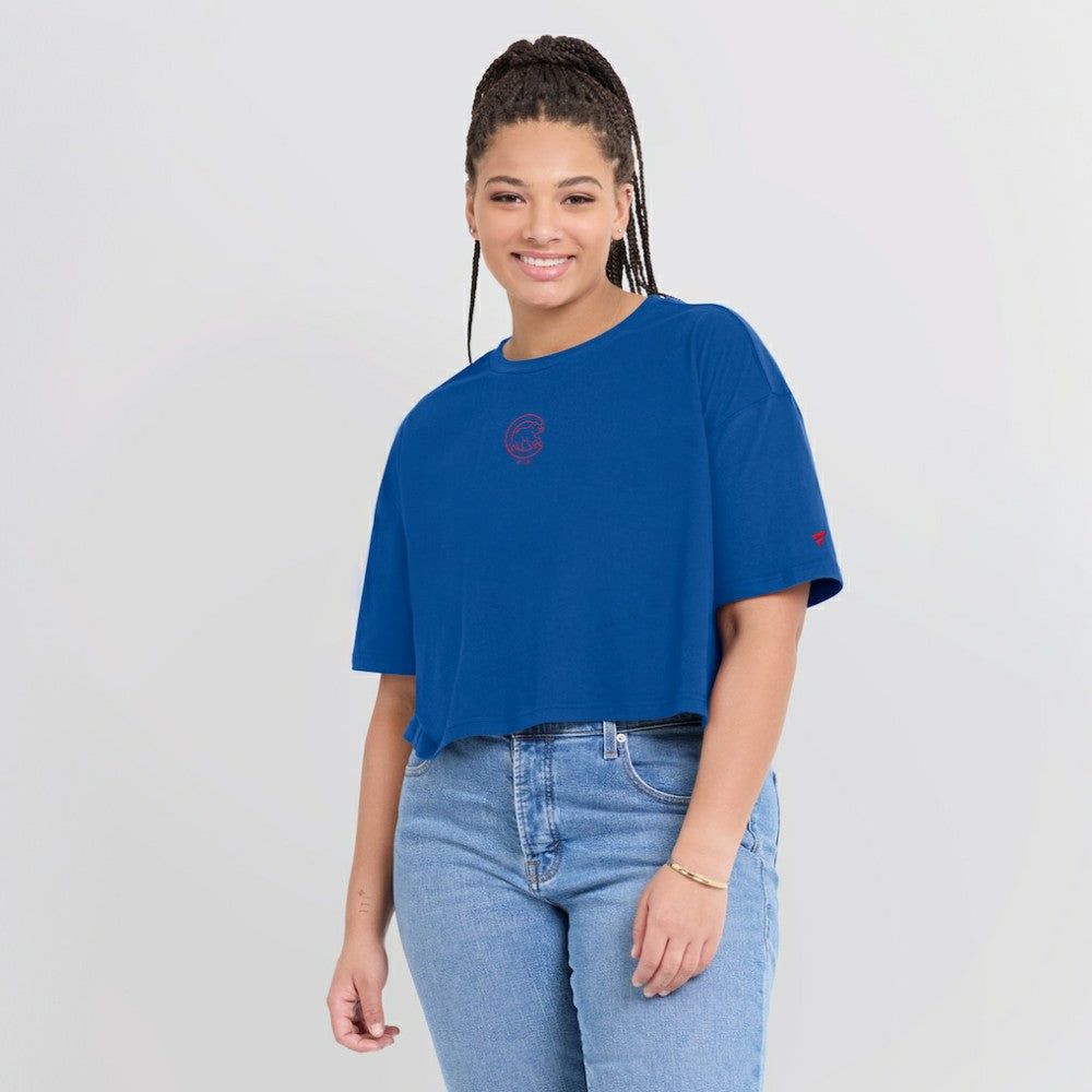 Royal Chicago Cubs Fanatics Women's Elements Super Soft Boxy Cropped T-Shirt