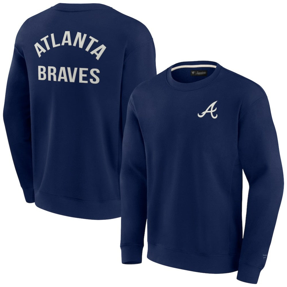 Navy Atlanta Braves Fanatics Unisex Super Soft Pullover Crew Sweatshirt