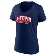 Navy Atlanta Braves Women's Paint the Black V-Neck T-Shirt