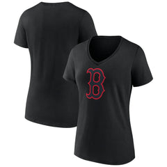 Black Boston Red Sox Women's Rough Diamond V-Neck T-Shirt
