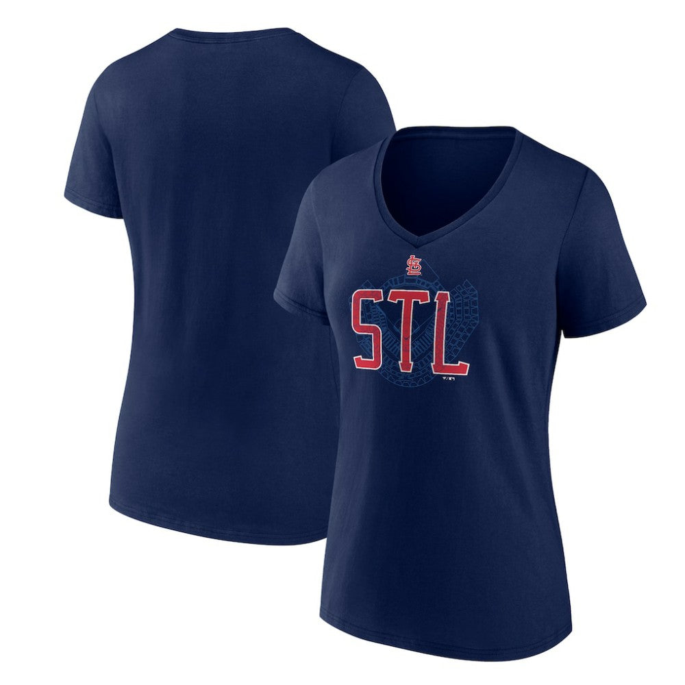 Navy St. Louis Cardinals Women's Paint the Black V-Neck T-Shirt