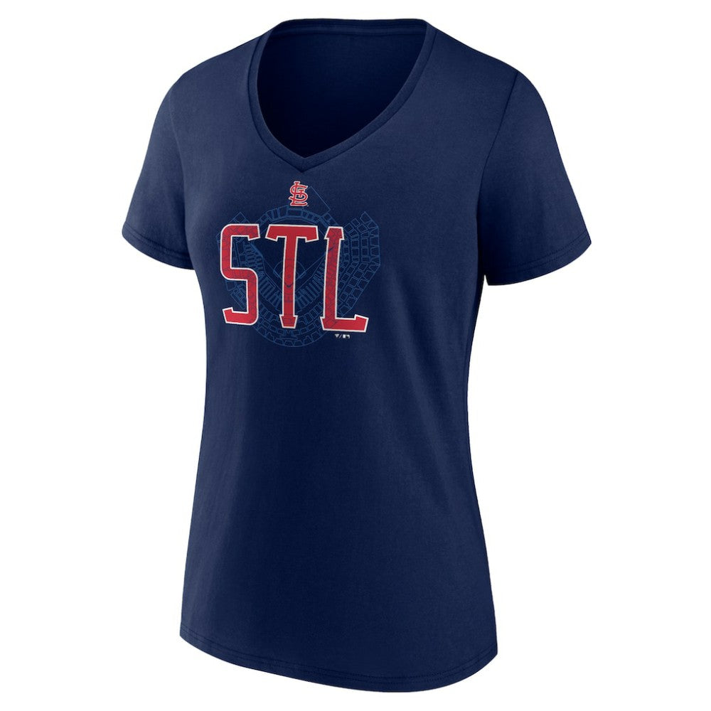 Navy St. Louis Cardinals Women's Paint the Black V-Neck T-Shirt