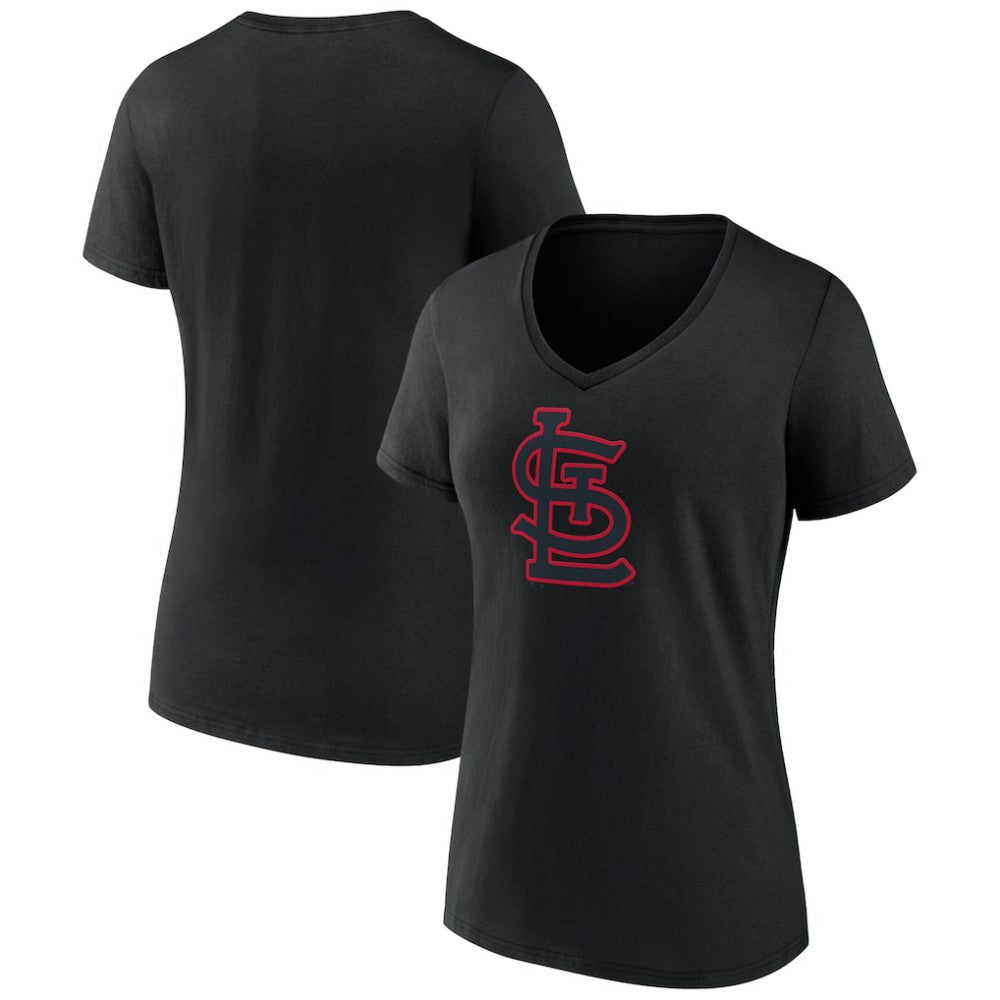 Black St. Louis Cardinals Women's Rough Diamond V-Neck T-Shirt