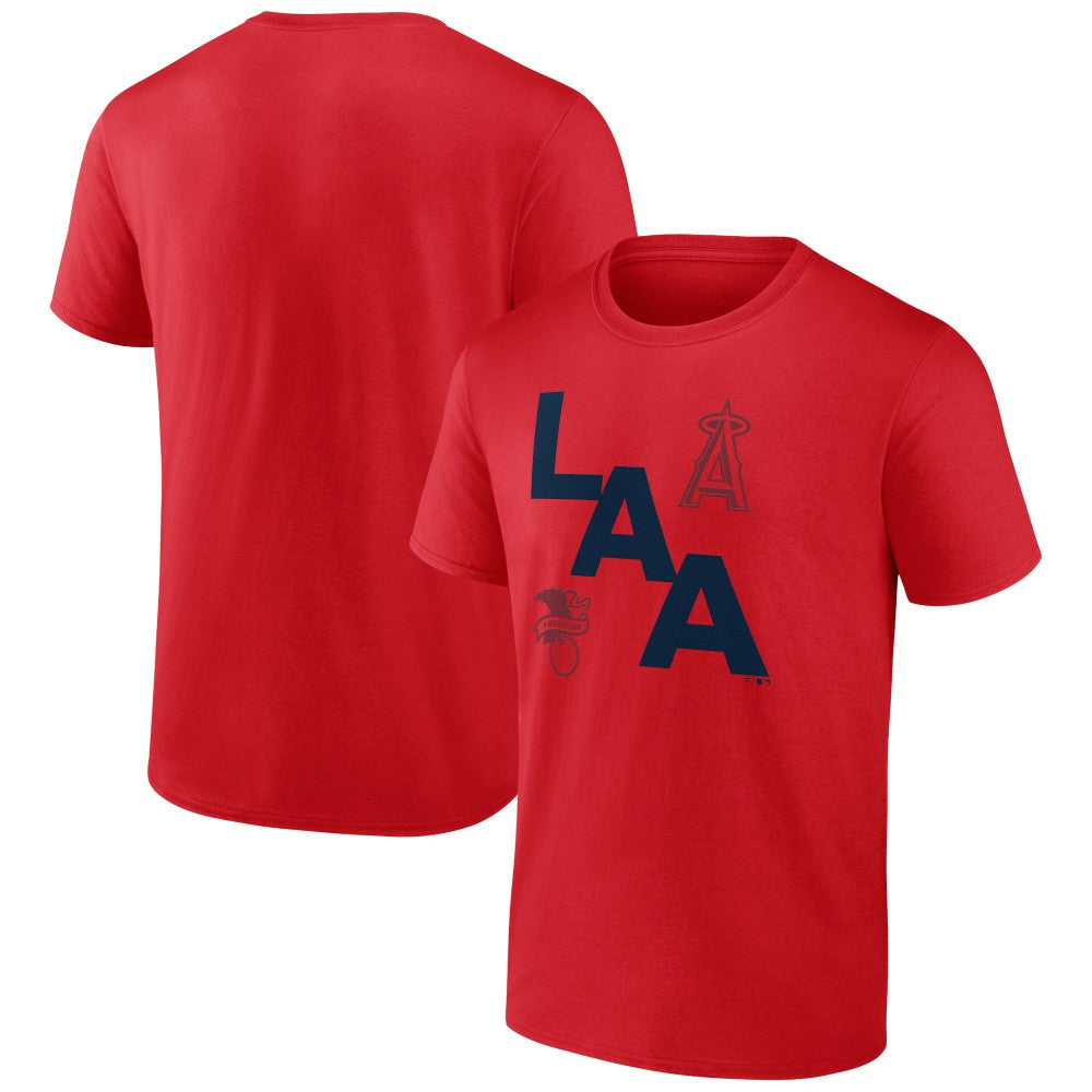 Red Los Angeles Angels Record Shattered T-Shirt