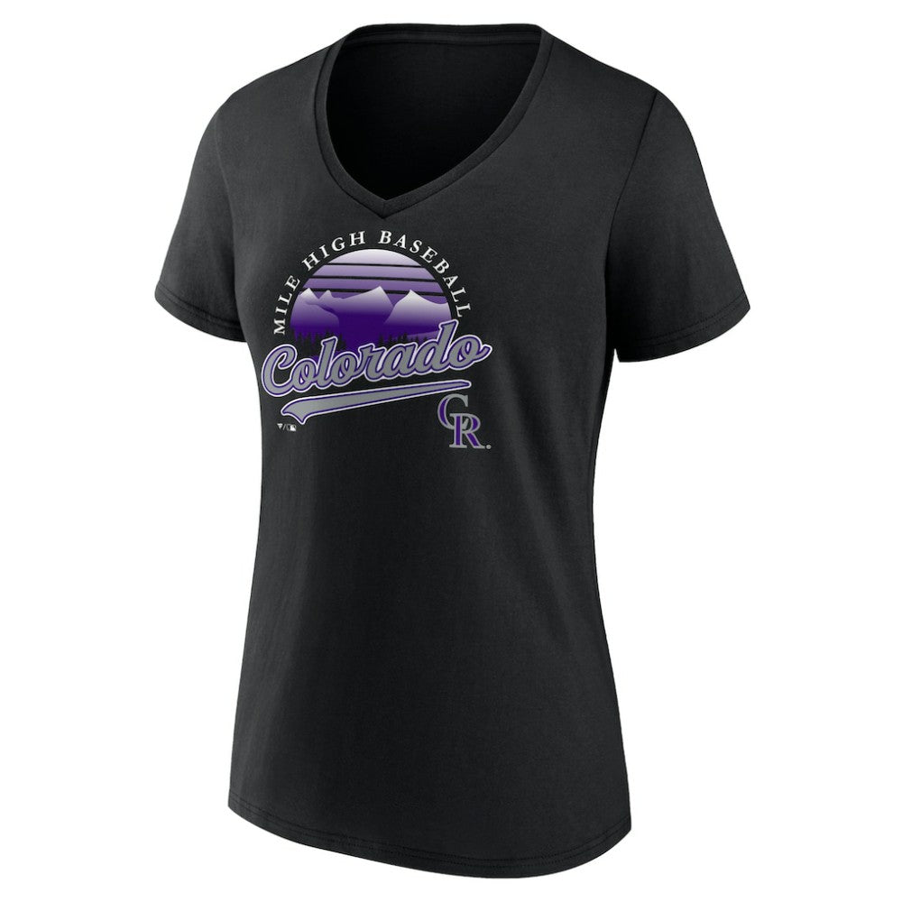 Black Colorado Rockies Women's One Champion V-Neck T-Shirt