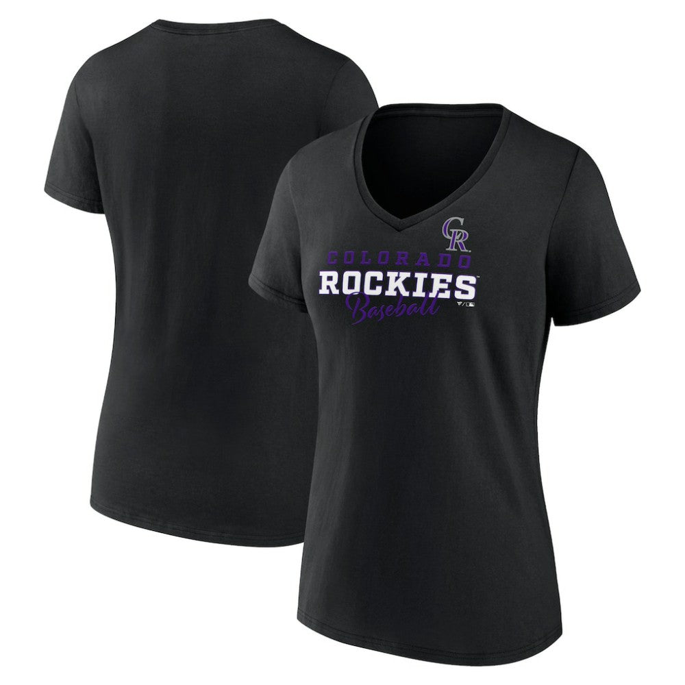 Black Colorado Rockies Women's Back In Business V-Neck T-Shirt