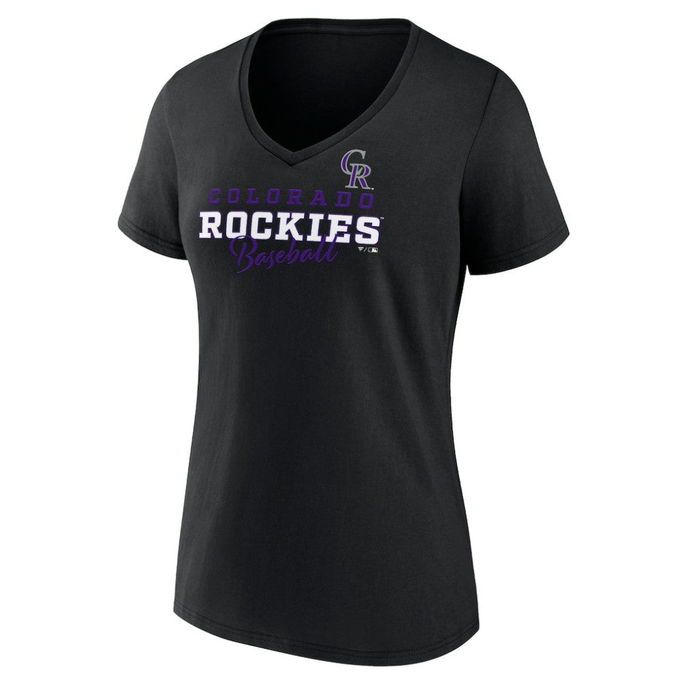 Black Colorado Rockies Women's Back In Business V-Neck T-Shirt