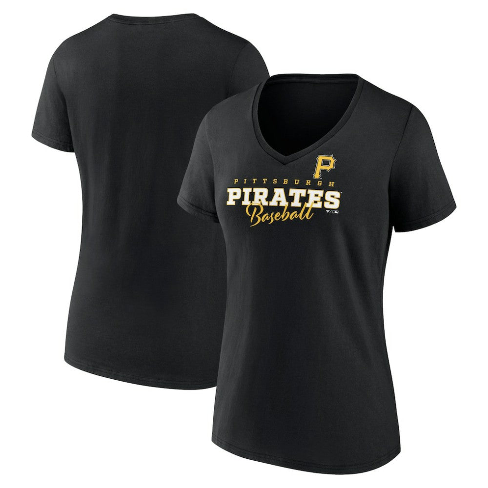Black Pittsburgh Pirates Women's Back In Business V-Neck T-Shirt