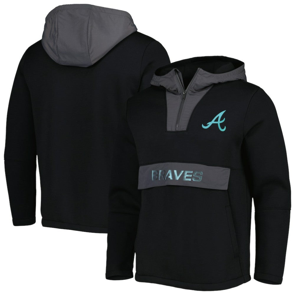 Black Atlanta Braves Levelwear Ruckus Quarter-Zip Hoodie