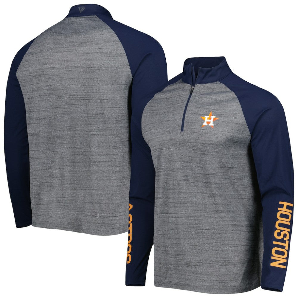 Heather Gray Houston Astros Levelwear Vandal Raglan Quarter-Zip Top