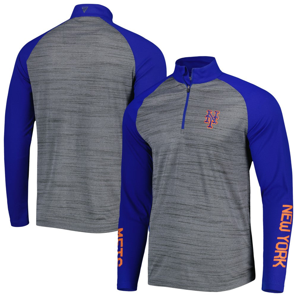 Heather Gray New York Mets Levelwear Vandal Raglan Quarter-Zip Top