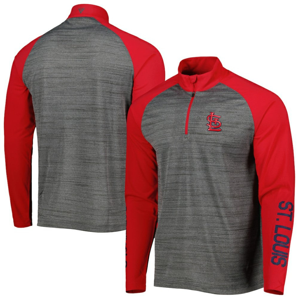 Heather Gray St. Louis Cardinals Levelwear Vandal Raglan Quarter-Zip Top