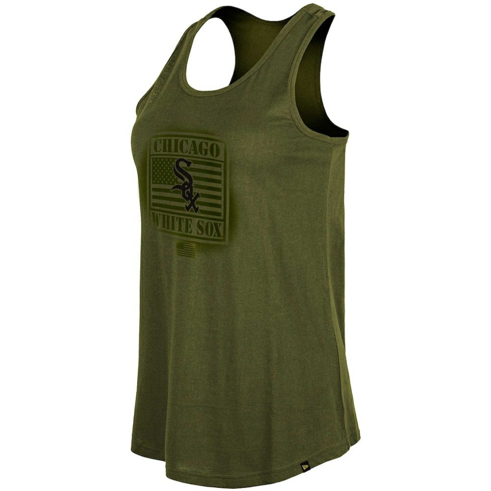 Olive Chicago White Sox New Era Women's 2023 Armed Forces Day Racerback Tank Top