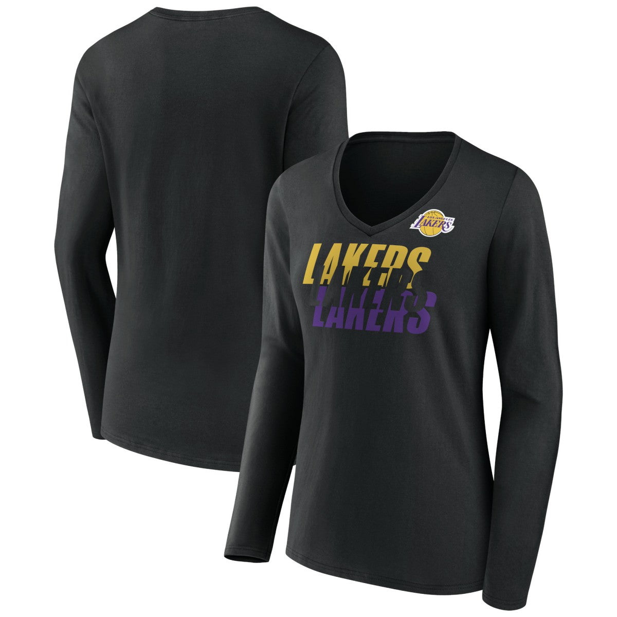 Los Angeles Lakers Women's Tumble V-Neck Long Sleeve T-Shirt