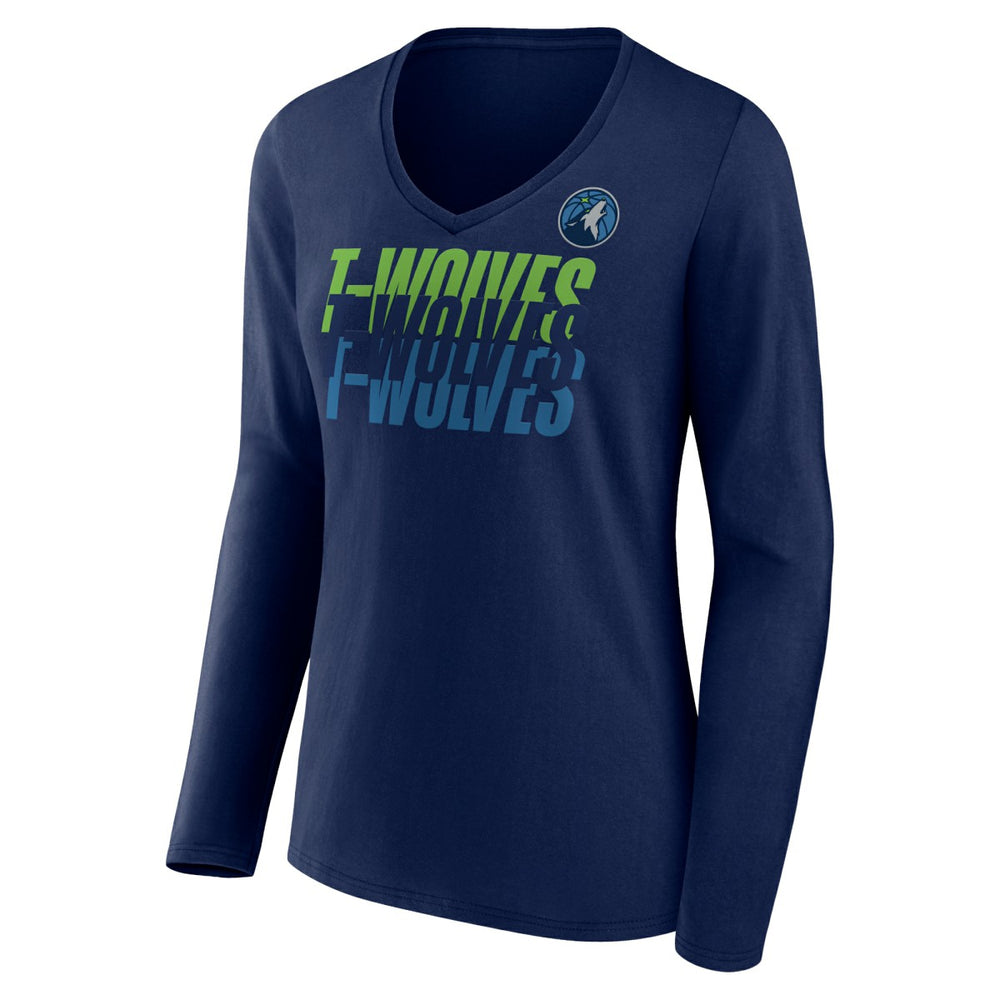Minnesota Timberwolves Women's Tumble V-Neck Long Sleeve T-Shirt
