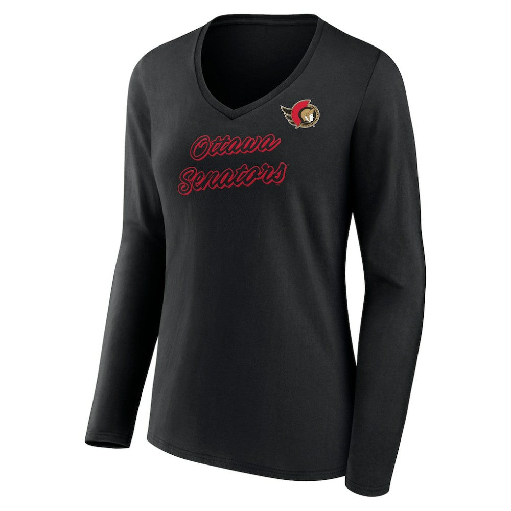 NHL Ottawa Senators Women's Forge Long Sleeve V-Neck T-Shirt