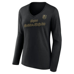 NHL Vegas Golden Knights Women's Forge Long Sleeve V-Neck T-Shirt