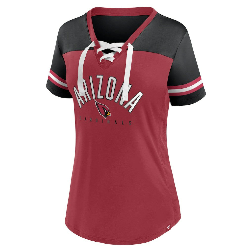 Women's Blitz & Glam Lace-Up V-Neck Jersey T-Shirt - Arizona Cardinals T-shirts