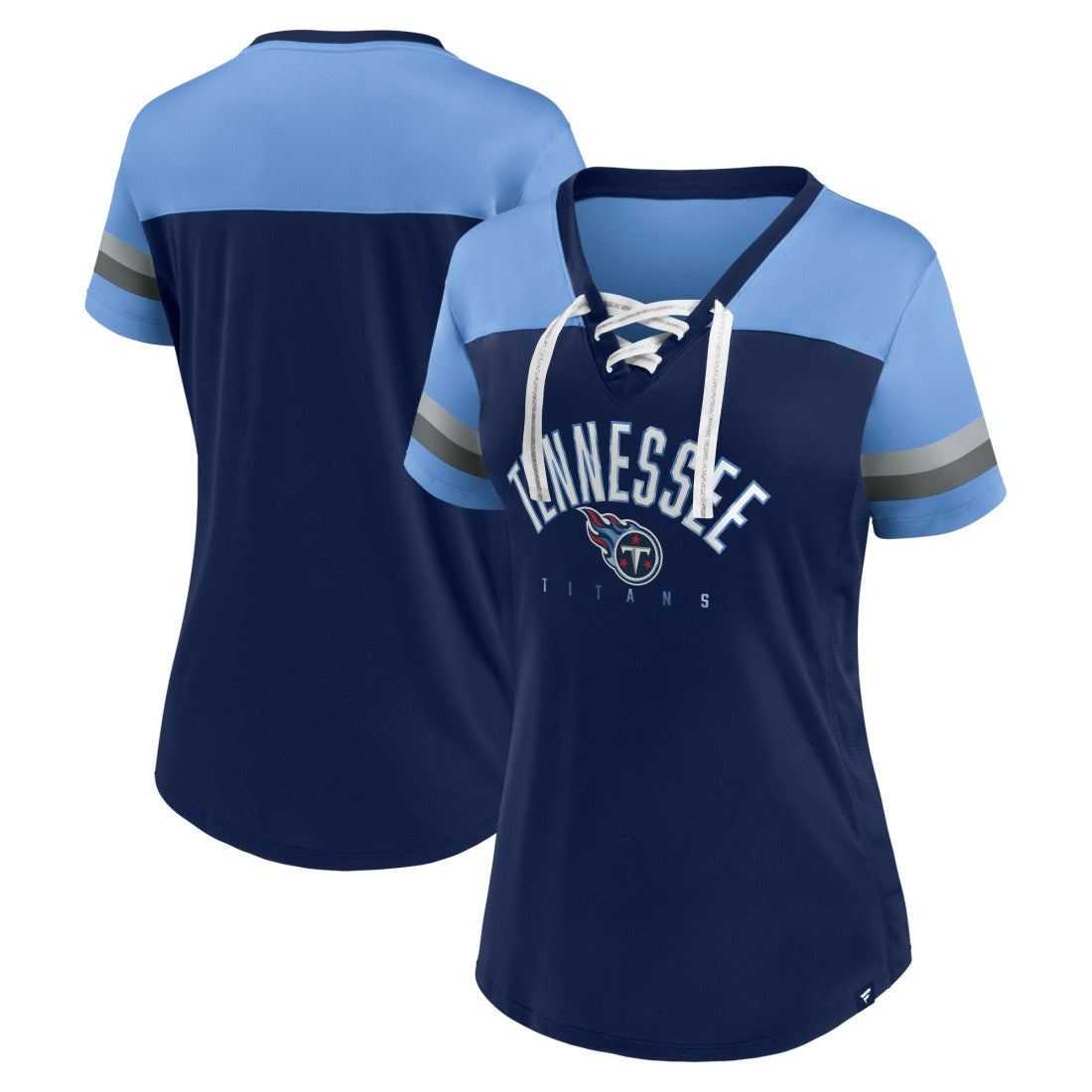 Women's Blitz & Glam Lace-Up V-Neck Jersey T-Shirt - Tennessee Titans T-shirts