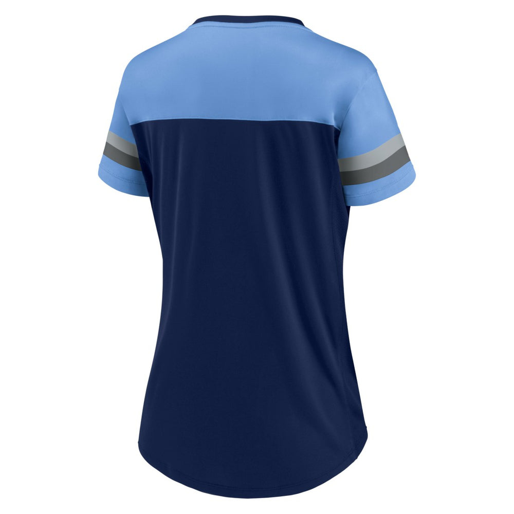 Women's Blitz & Glam Lace-Up V-Neck Jersey T-Shirt - Tennessee Titans T-shirts