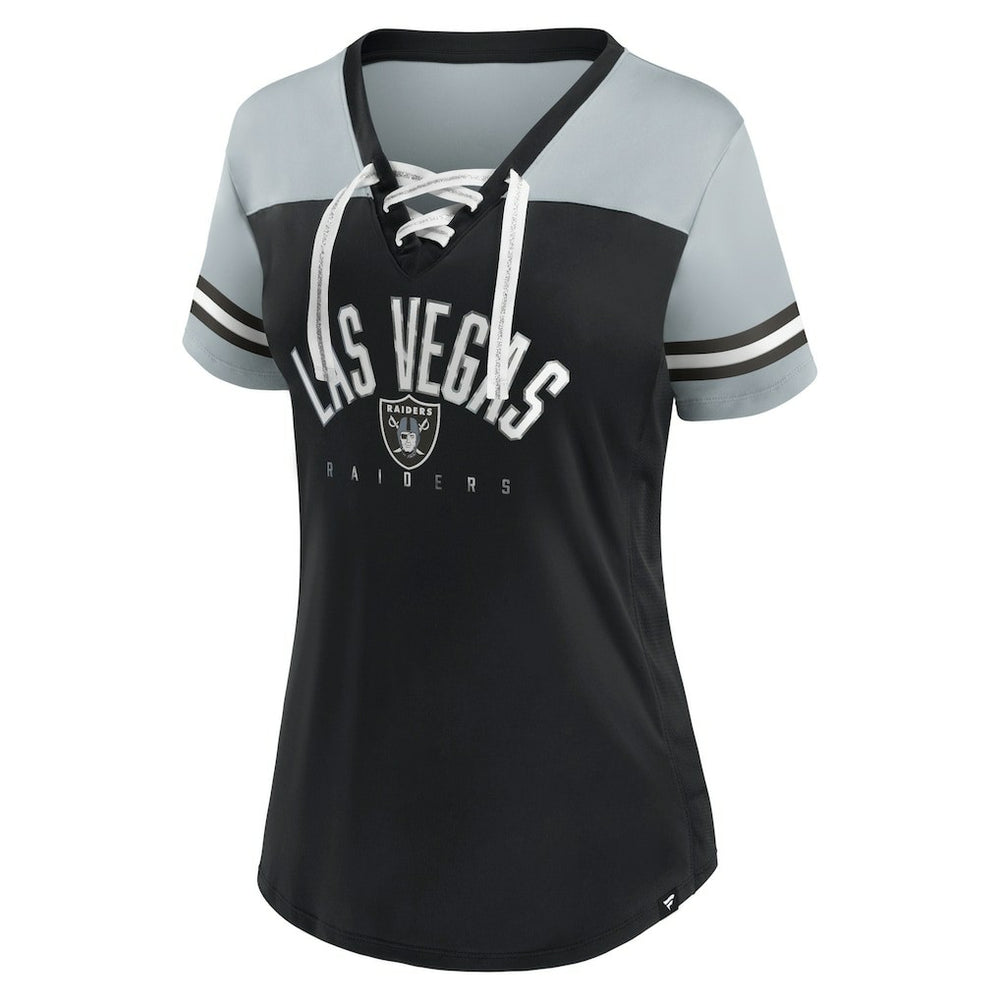 Women's Blitz & Glam Lace-Up V-Neck Jersey T-Shirt - Las Vegas Raiders T-shirts