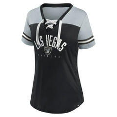 Women's Blitz & Glam Lace-Up V-Neck Jersey T-Shirt - Las Vegas Raiders T-shirts