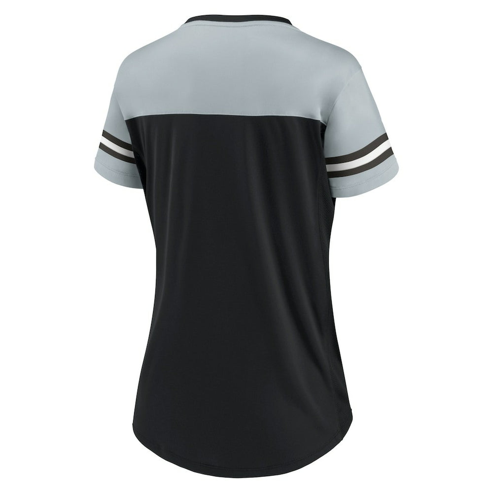 Women's Blitz & Glam Lace-Up V-Neck Jersey T-Shirt - Las Vegas Raiders T-shirts