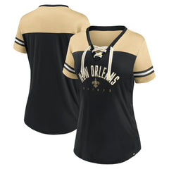 Women's Blitz & Glam Lace-Up V-Neck Jersey T-Shirt - New Orleans Saints T-shirts