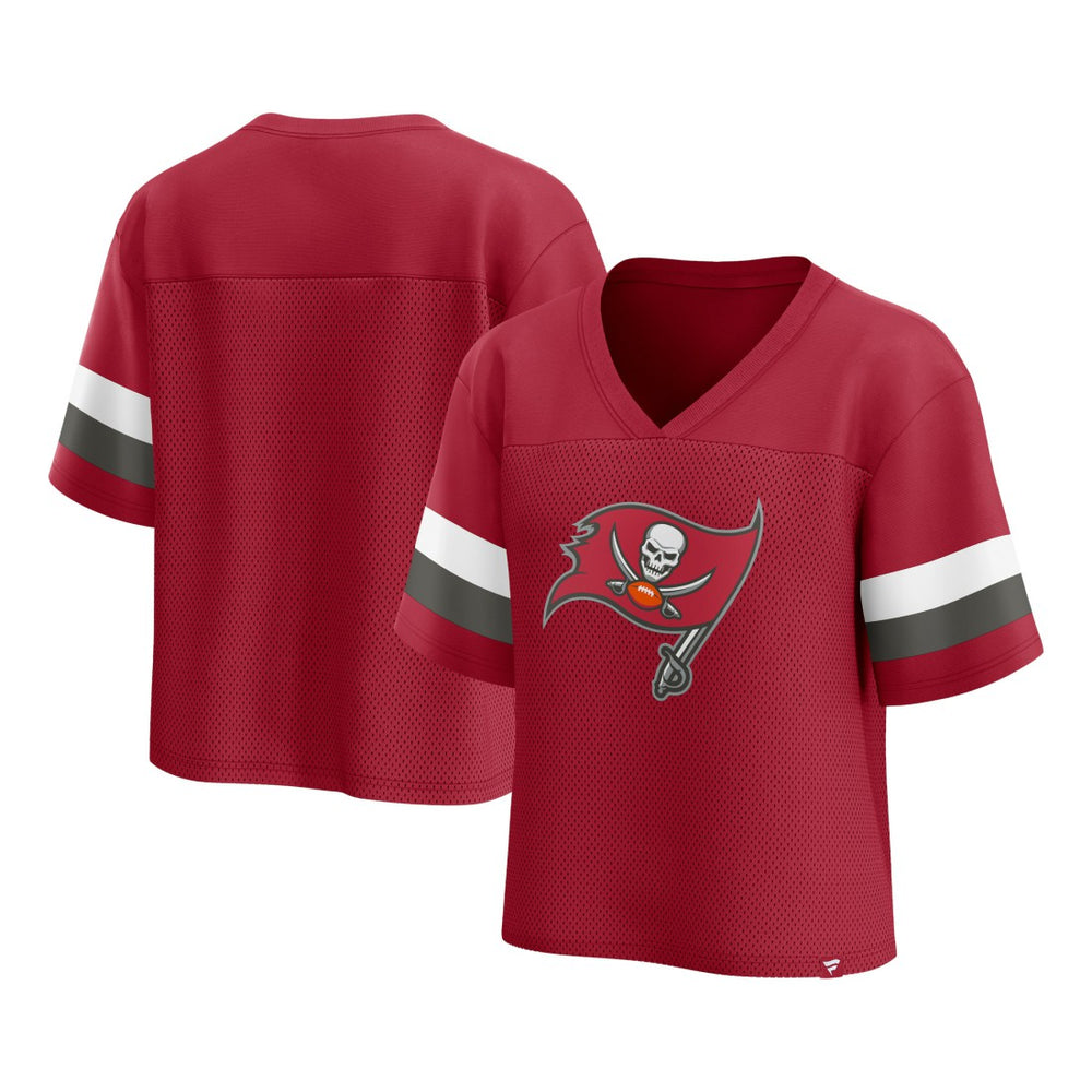 Women's Established Jersey Cropped V-Neck T-Shirt - Tampa Bay Buccaneers T-shirts