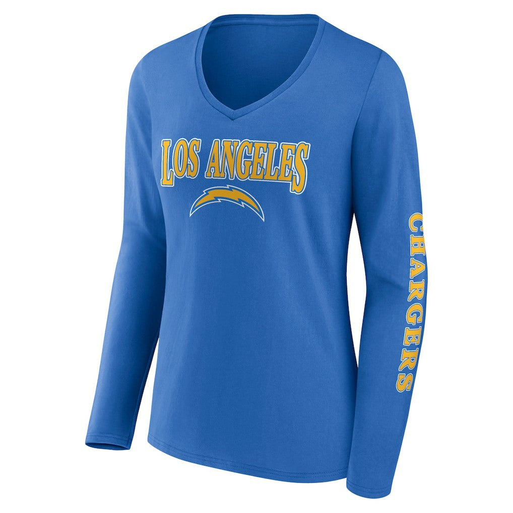 Women's Wordmark Long Sleeve V-Neck T-Shirt - Los Angeles Chargers T-shirts