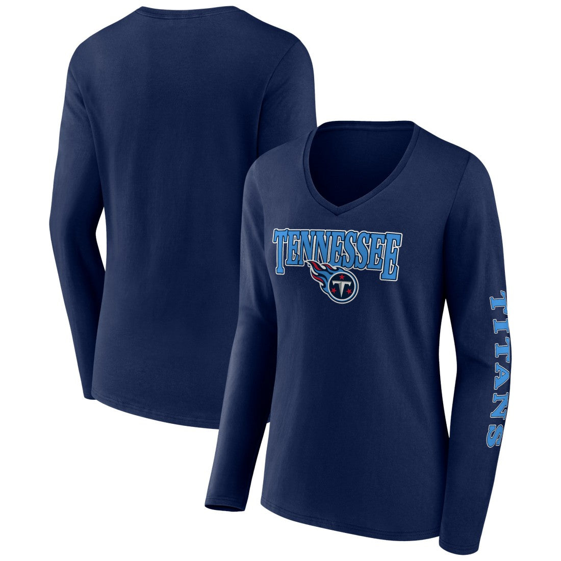 Women's Wordmark Long Sleeve V-Neck T-Shirt - Tennessee Titans T-shirts