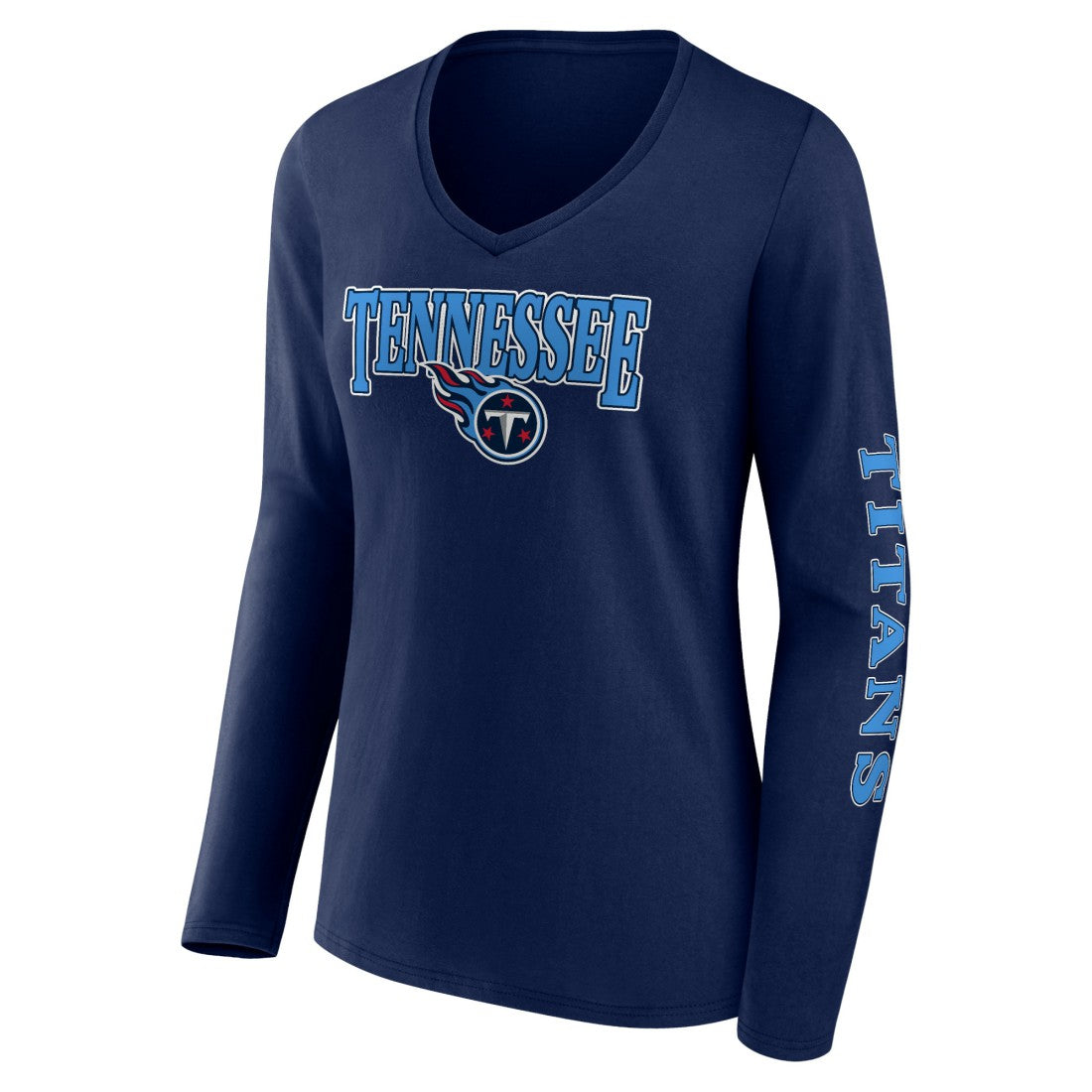 Women's Wordmark Long Sleeve V-Neck T-Shirt - Tennessee Titans T-shirts